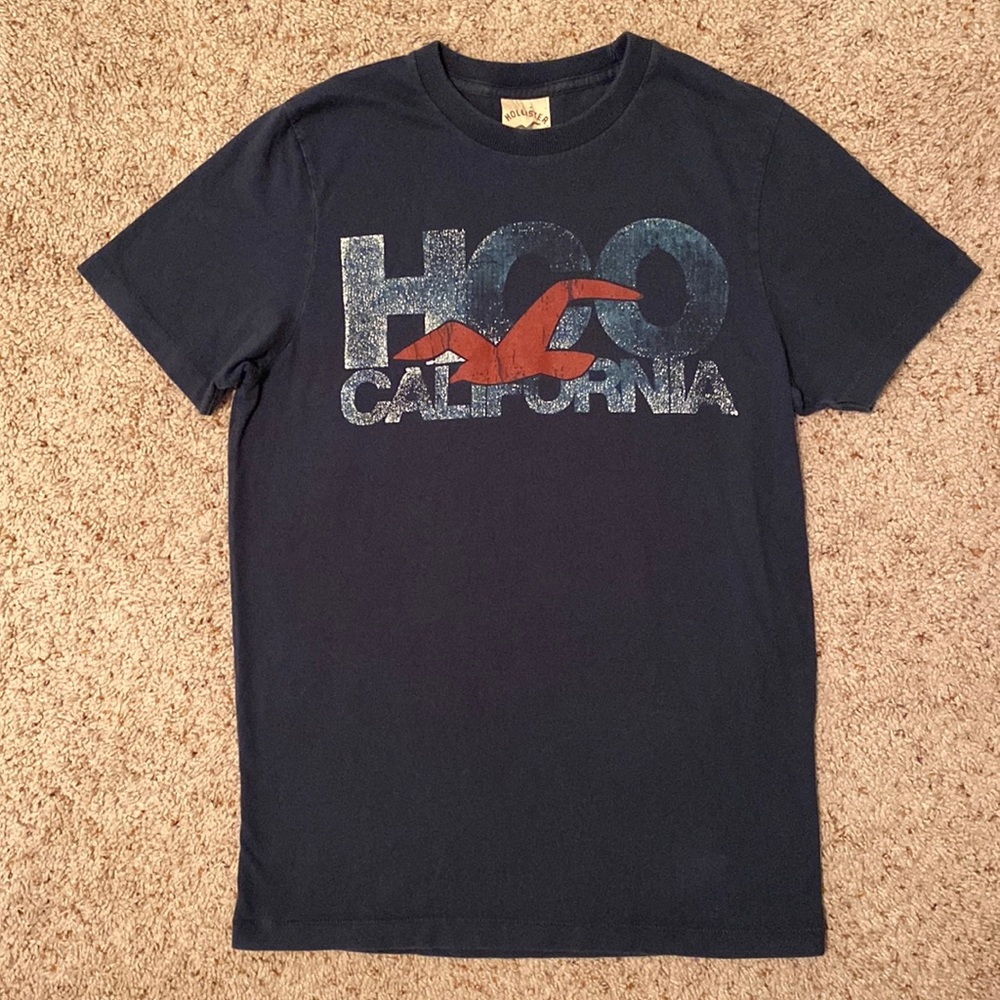 Hollister Navy Blue HCO California Logo Tee Shirt